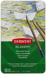Набір акварельних олівців Academy Watercolour, 12 штук, металева коробка, Derwent