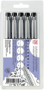 Набір лайнерів Kuretake ZIG Memory System Millennium Black, 5 шт