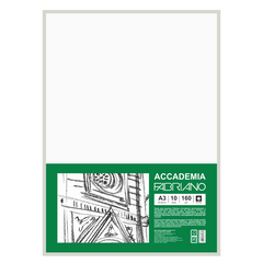 Папір для малюнка, креслення та ескізів Accademia A3, 29,7х42 см, 160 г/м2, 10 аркушів, дрібне зерно, білий, Fabriano