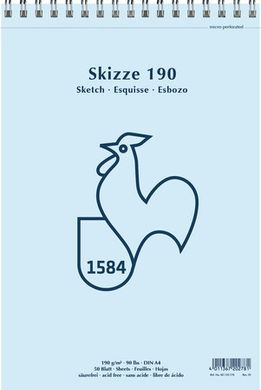 Альбом для малювання на спіралі Skizze 190 A4, 190 г/м², 50 аркушів, Hahnemuhle