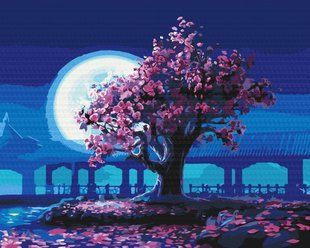 Картина за номерами Сакура в місячному світлі, 40x50 см, Brushme