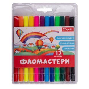Набор детских фломастеров, 12 цветов, 1Вересня