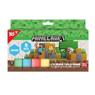 Крейда кольорова Yes Minecraft JUMBO, 9 штук
