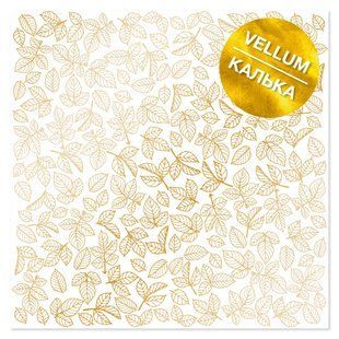 Веллум із золотим візерунком Golden Rose leaves, 29,7х30,5 см, 90 г/м&sup2;, аркуш, Fabrika Decoru