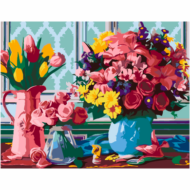 Картина за номерами Квіти у вазах, 35х45см, ROSA START