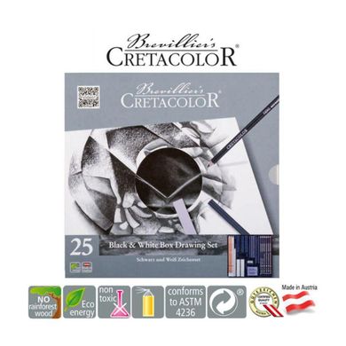 Набор материалов для графики Black & White Box 25 штук, Cretacolor