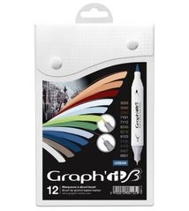 Набір двосторонніх Brush маркерів Urban, 12 шт, Graph'it