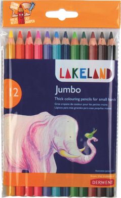 Набор толстых цветных карандашей Jumbo Coloured Lakeland, 12 штук, Derwent