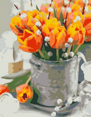 Картина по номерам акриловыми красками Желтые тюльпаны, ROSA START