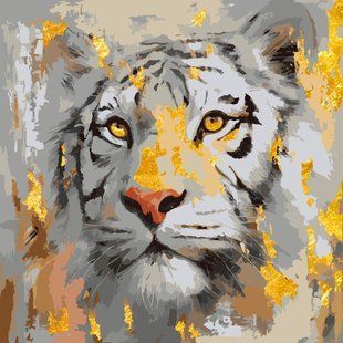 Картина за номерами SANTI, Білий тигр, 40x40 см, з поталлю
