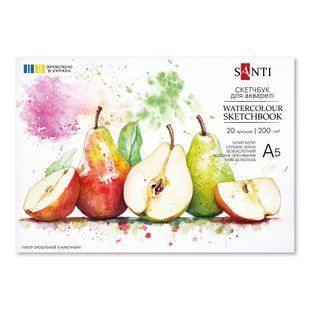 Скетчбук для акварели, А5, 15х21 см, 200г/м2, 20 листов, склейка, Santi