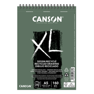 Альбом для рисунка на спирали XL Recycled, 160 г/м2, белый, мелкое зерно, Canson