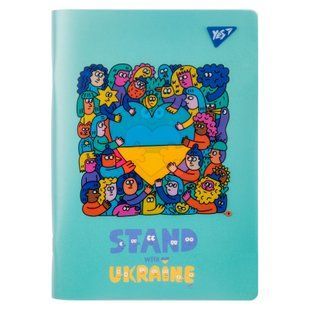 Зошит для записів Stand with Ukraine, А5, 70 аркушів, з пластиковою обкладинкою, клітинка, YES