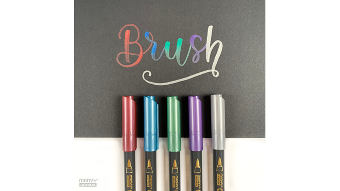 Набор маркеров Opaque Brush, металлик, 6 цветов, Marvy