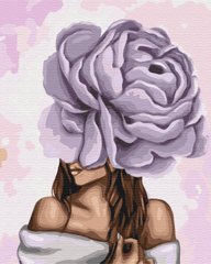 Картина за номерами Дама з фіолетовим півонією, 40x50 см, Brushme