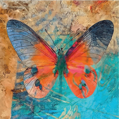 Полотно на картоні з контуром, Butterfly 1, 30x30 см, бавовна, акрил, Rosa Start