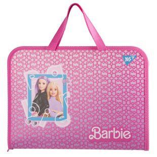 Папка-портфель Barbie, FC, 3х26х35 см, пластиковий, на блискавці, рожевий, Yes