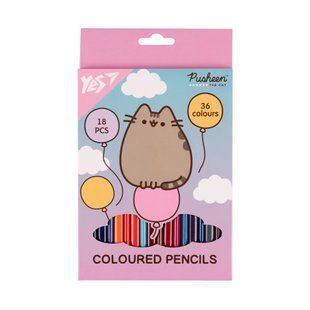 Карандаши цветные двусторонние Pusheen Balloons, 36 цветов, 18 штук, YES