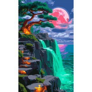 Картина по номерам SANTI Розовая луна, 30x50 см, LED подсветка