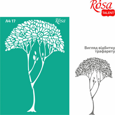Трафарет багаторазовий самоклеючий №17 Дерево 2 А4, 21х29,7 см, ROSA TALENT
