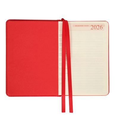 Щоденник датований 2026, А6, 352 сторінки, червоний, твердий, City, Leo Planner