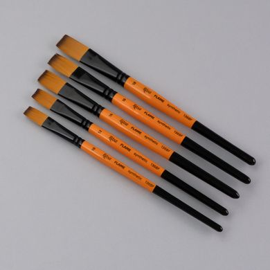 Кисть Flame 1368F, №000, cинтетика, плоская, короткая ручка, Rosa