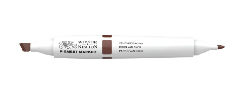 Маркер двосторонній, Pigment marker, (676) Ван Дік коричневий, Winsor & Newton