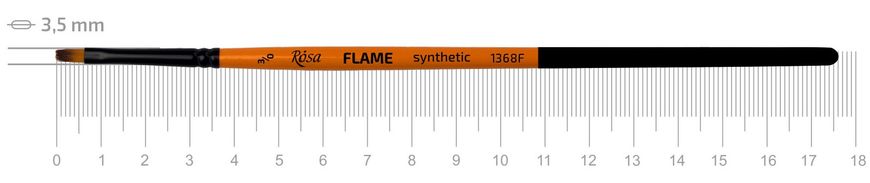 Пензель Flame 1368F, №000, cинтетика, плоский, коротка ручка, Rosa