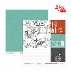 Бумага для скрапбукинга Recipe book №3, 30,48x30,48 см, 200г/м², двусторонняя, ROSA TALENT