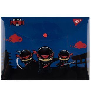 Папка-конверт Ninja, B5, 19х26 см, пластиковая, на кнопке, Yes