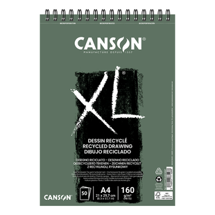Альбом для рисунка на спирали XL Recycled, А4 (21x29,7 см), 160 г/м2, белый, мелкое зерно, Canson