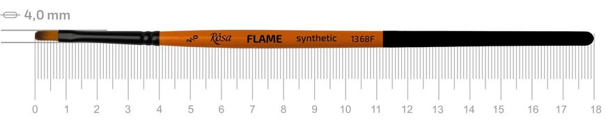 Пензель Flame 1368F, №0, cинтетика, плоский, коротка ручка, Rosa