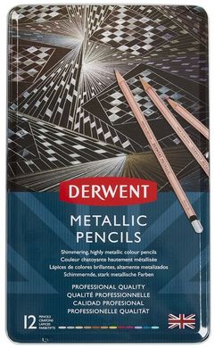 Набор цветных карандашей Metallic, металлическая коробка, 12 штук, Derwent