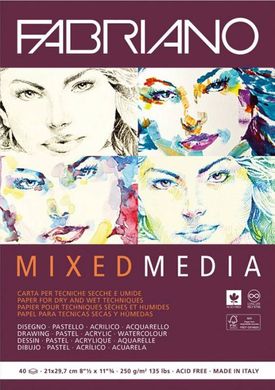 Альбом-склейка для змішаних технік Mixed Media А4, 250 г/м2, 40 аркушів, Fabriano