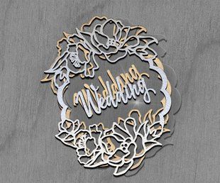Заготовка для мега шейкера Кругла рамка - Весілля, 20x20 см, срібний, Fabrika Decoru