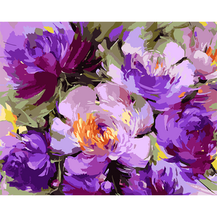 Картина по номерам Фиолетовые пионы, &copy; maryna_hryhorenko__, 40х50 см, Santi