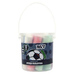 Крейда кольорова Yes Football JUMBO, 12 шт, у відрі