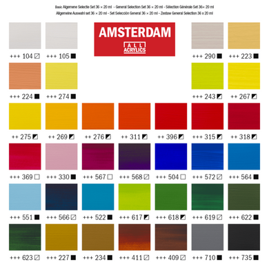 Набор акриловых красок, AMSTERDAM GENERAL SELECTION, 36x20 мл, Royal Talens