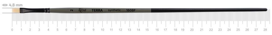 Кисть Terra 1608F, №2, cинтетика, плоская, длинная ручка, Rosa