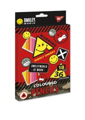 Набір кольорових олівців Smiley world boy, 36 кольорів, 18 штук, YES
