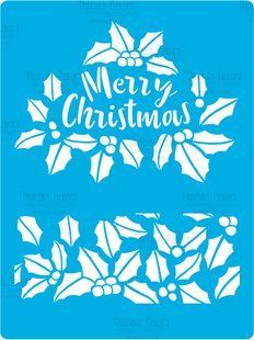 Трафарет многоразовый Christmas holly, №459, 15x20 см, Fabrika Decoru
