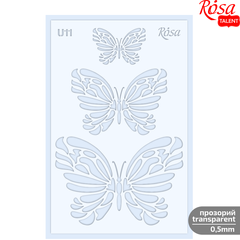 Трафарет багаторазовий, універсальний Метелики №U11, прозорий 0,5 мм, 13х20 см, ROSA TALENT