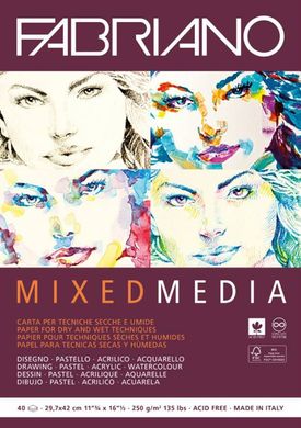 Альбом-склейка для змішаних технік Mixed Media А3, 250 г/м2, 40 аркушів, Fabriano