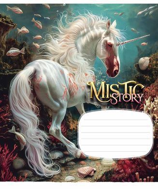 Тетрадь ученическая Mistic story А5, 24 листа в линию, обложка с глиттером, Школярик