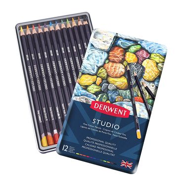 Набор цветных карандашей Studio, металлическая коробка, 12 штук, Derwent