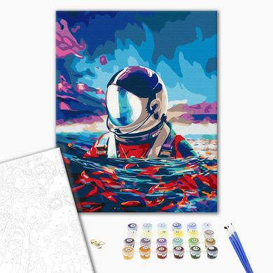 Картина за номерами Астронавт і рибки, 40х50 см, Brushme