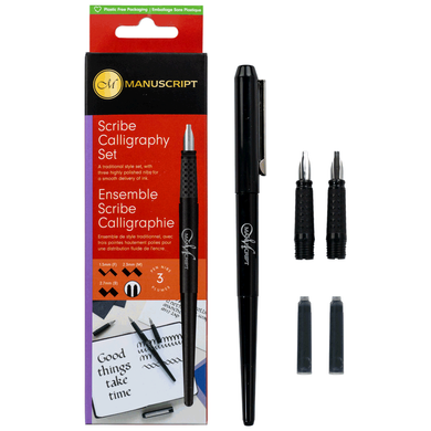 Набор для каллиграфии Scribe Calligraphy 3 Nib Set, ручка, 3 пера, конвертер, картридж, Manuscript