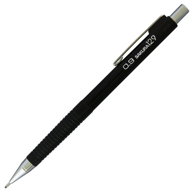 Механический карандаш для черчения и рисунка XS129, 0,9 мм, Черный, Sakura
