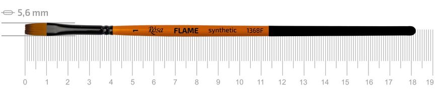 Кисть Flame 1368F, №1, cинтетика, плоская, короткая ручка, Rosa