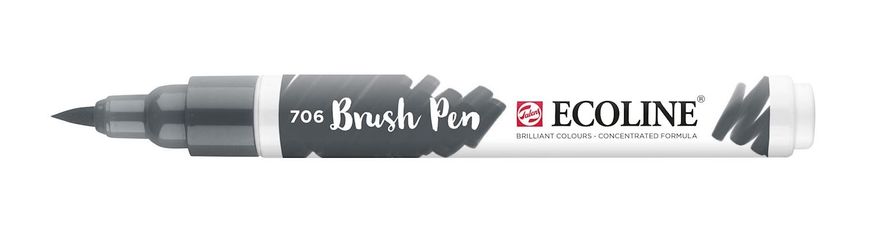 Пензель-ручка Ecoline Brushpen (706), Сірий темний, Royal Talens